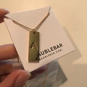 Gold BaubleBar “A” Bar Necklace